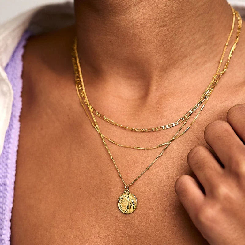 Orelia Gold Multi Row Coin Necklace