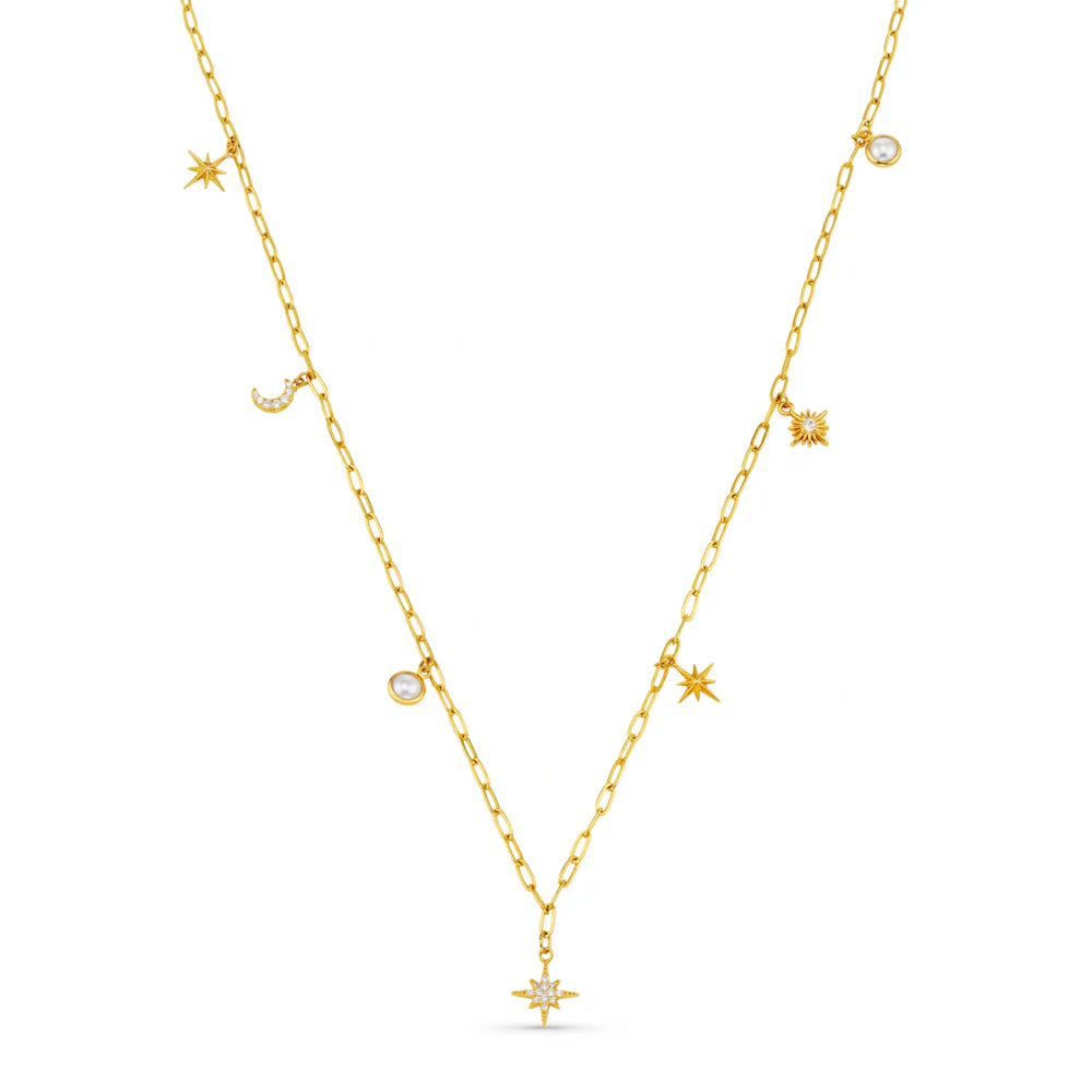 Orelia Celestial Multi Charm Rope Necklace