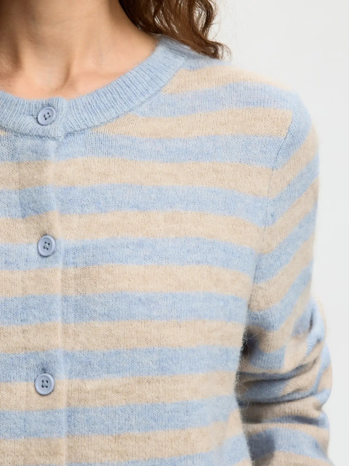 Selected Femme Lulu Blue and Birch Stripe Cardigan