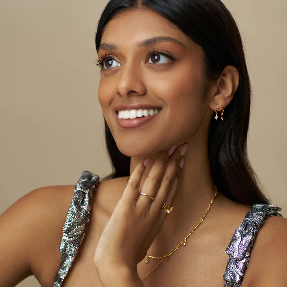 Orelia Pave Starburst Mini Micro Hoop Earrings