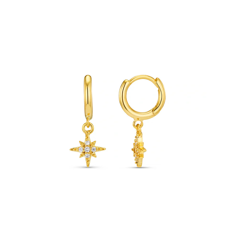 Orelia Pave Starburst Mini Micro Hoop Earrings