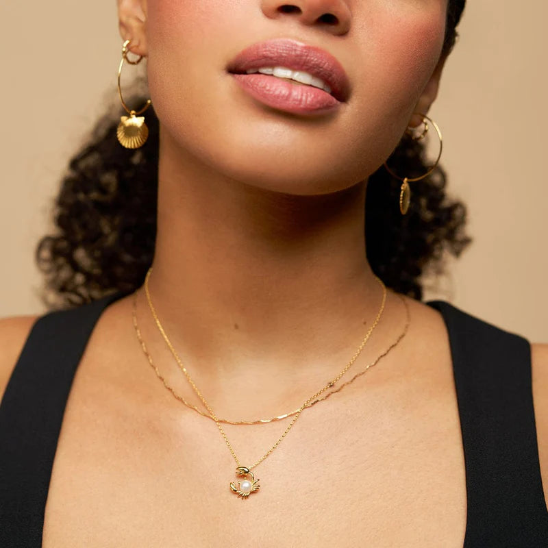 Orelia Crystal Shell Fine Hoop Earrings