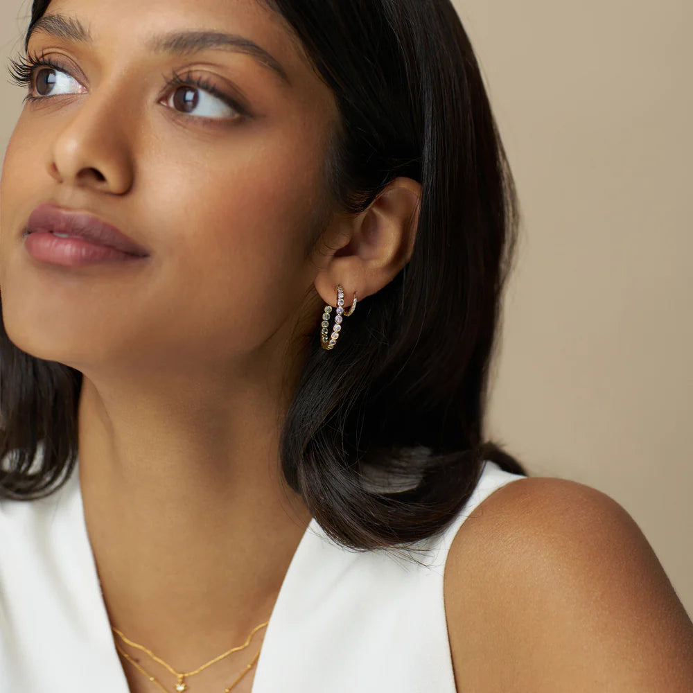 Orelia Crystal Tennis Mid-Size Hoop Earrings