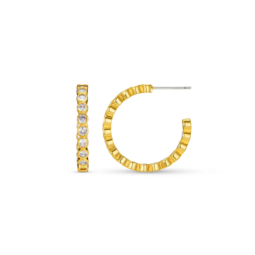 Orelia Crystal Tennis Mid-Size Hoop Earrings