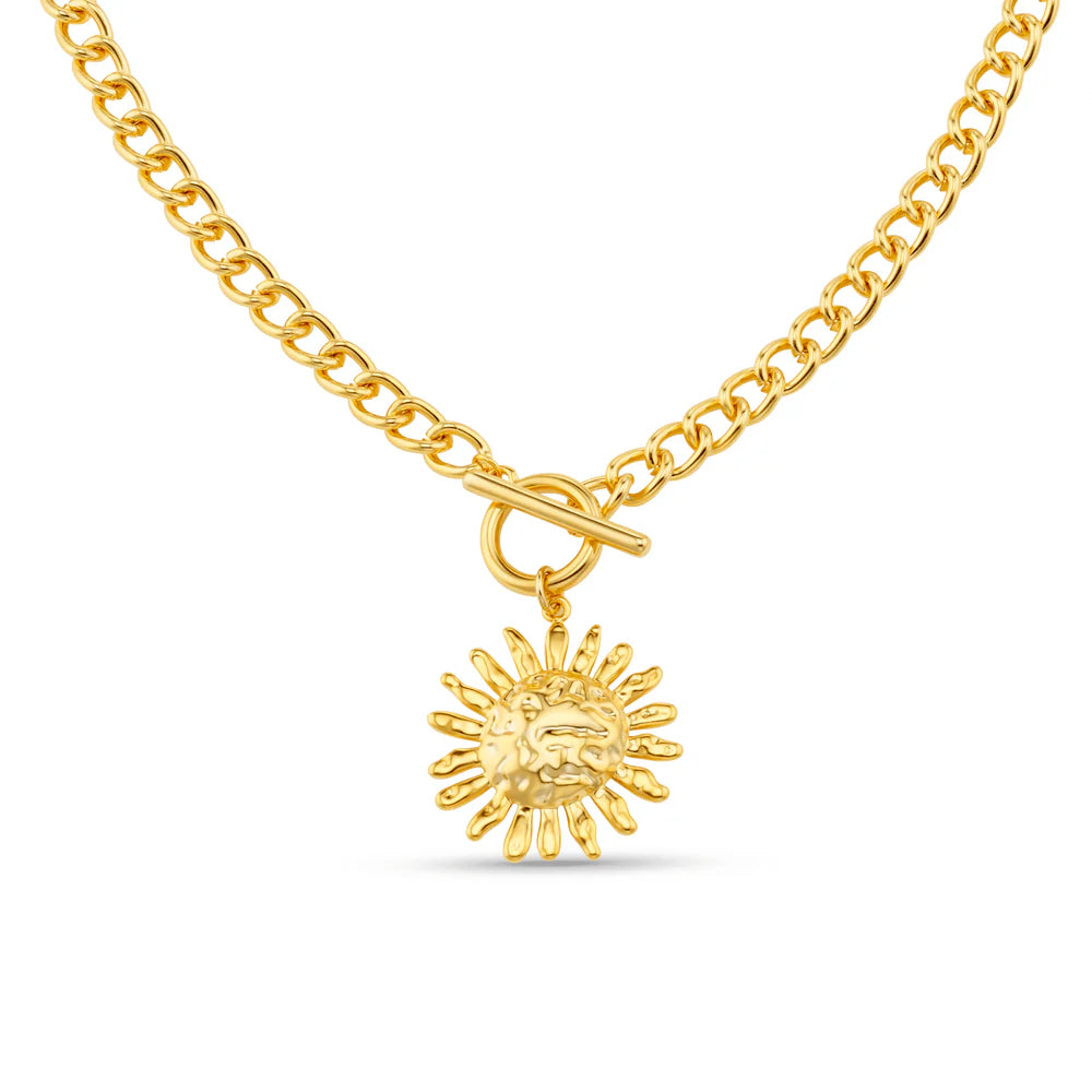 Orelia Gold Molten Sun & T-Bar Necklace