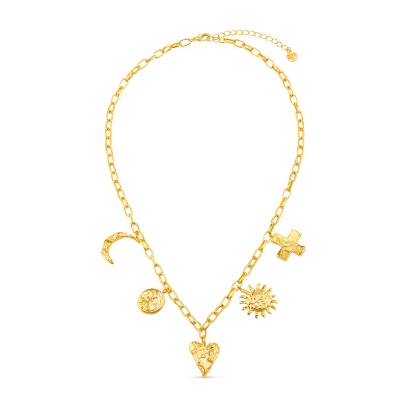 Orelia Gold Statement Molten Charm Necklace