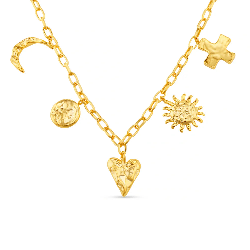 Orelia Gold Statement Molten Charm Necklace