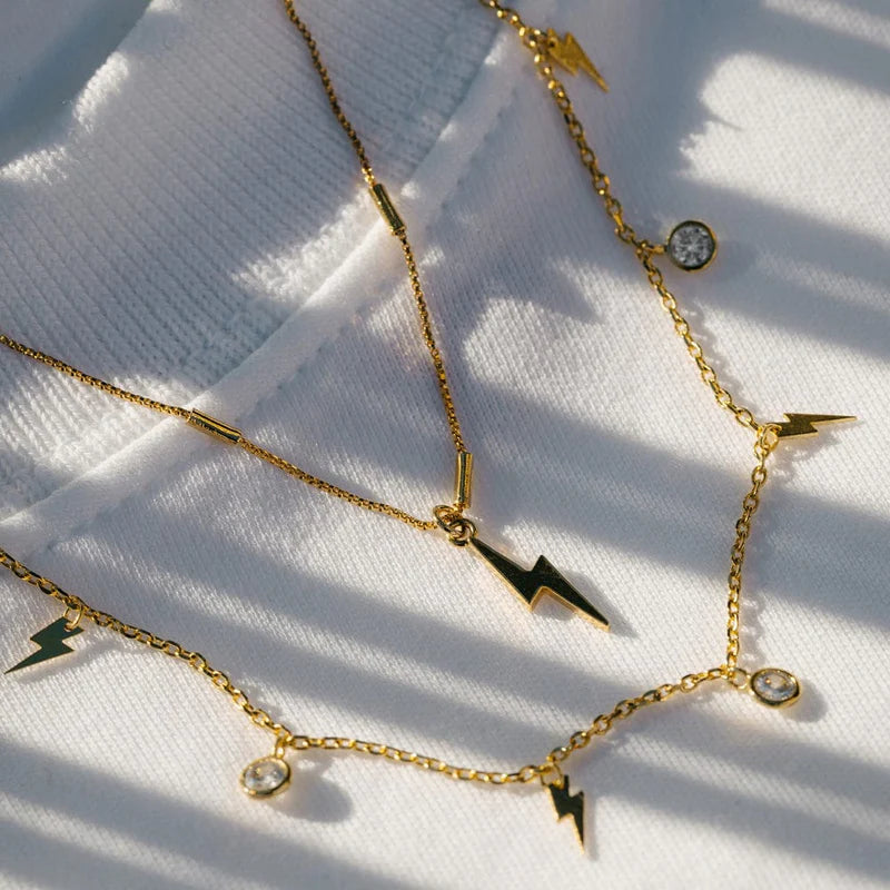 Orelia Metail Lightning Charm Necklace