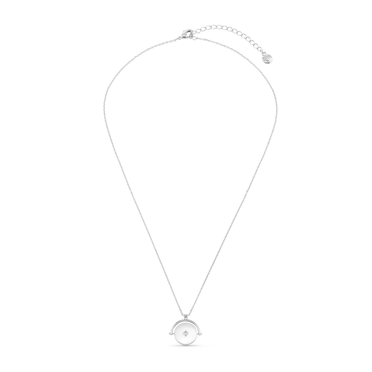 Orelia Silver Starbust Coin Spinner Necklace