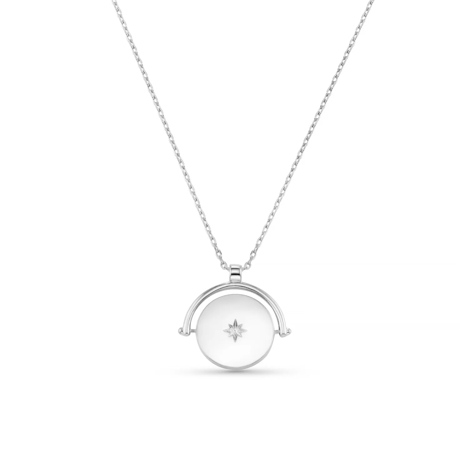 Orelia Silver Starbust Coin Spinner Necklace