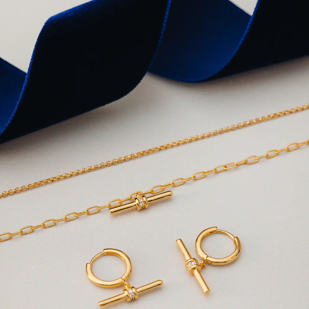 Orelia Crystal Detail T-Bar Hoop Earrings