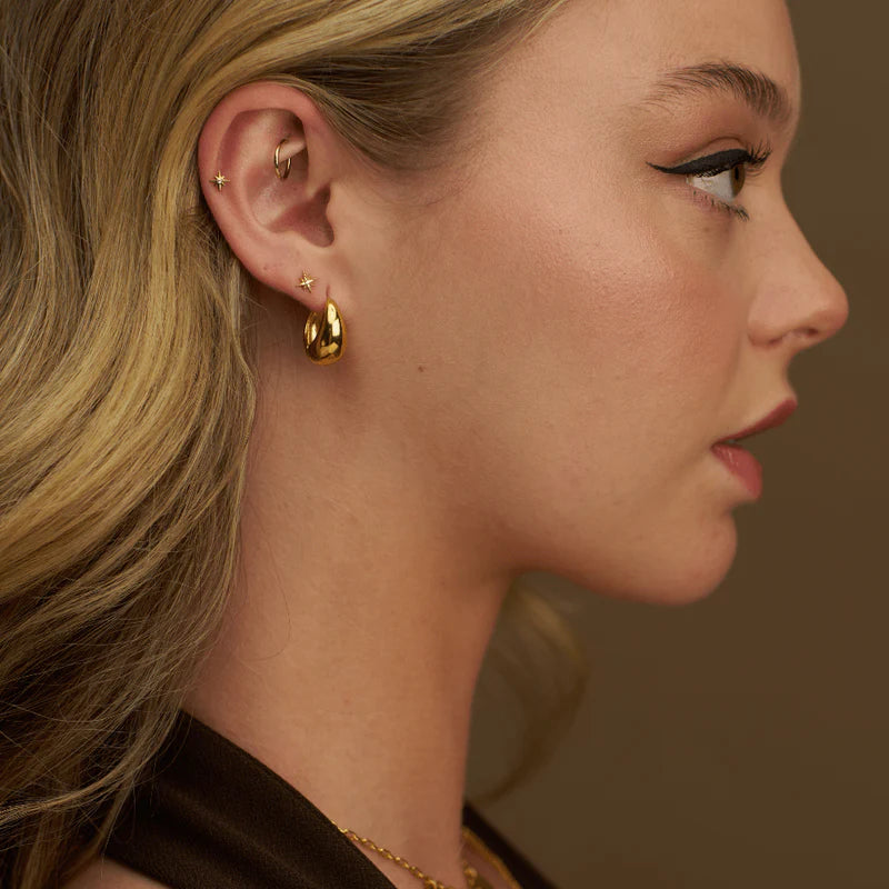 Orelia Gold Polished Domed Taper Hoop Earrings
