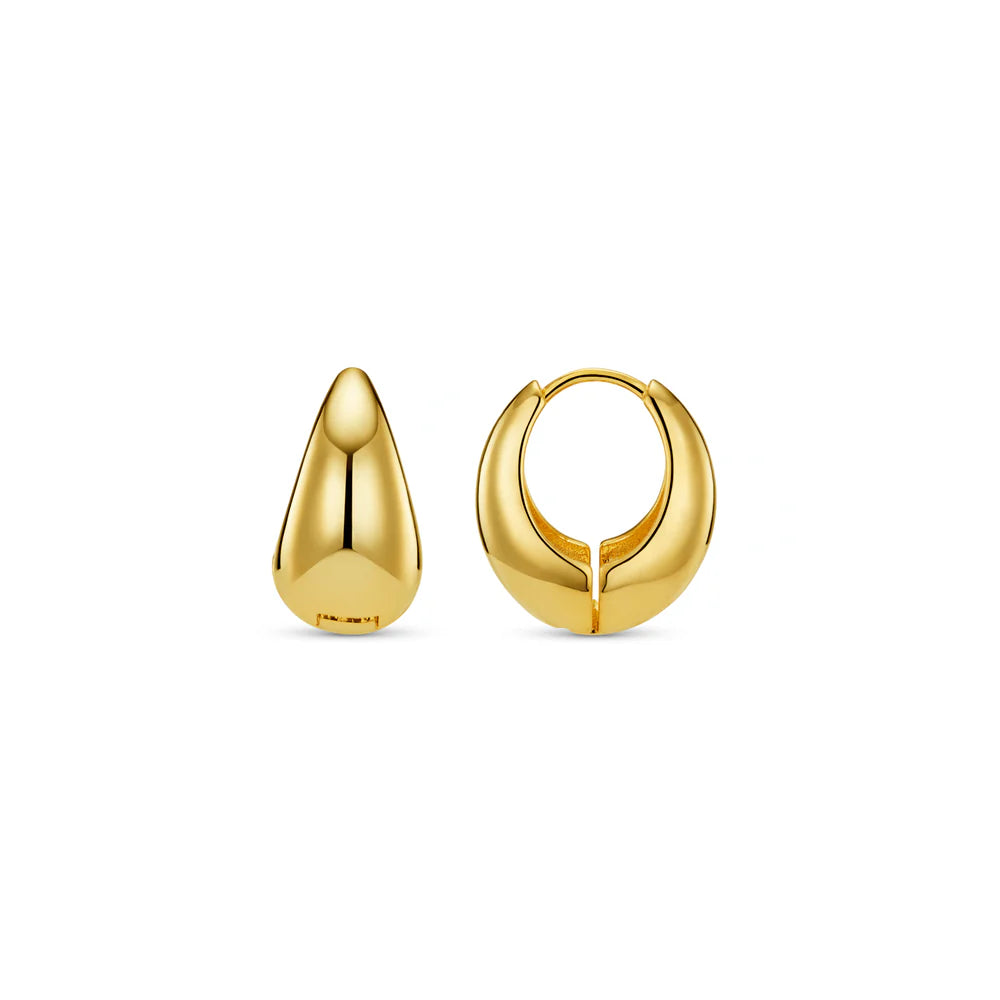 Orelia Gold Polished Domed Taper Hoop Earrings