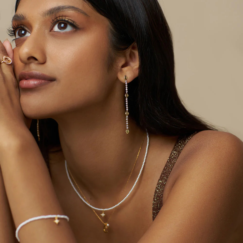 Orelia Cupchain & Etched Drop Earrings