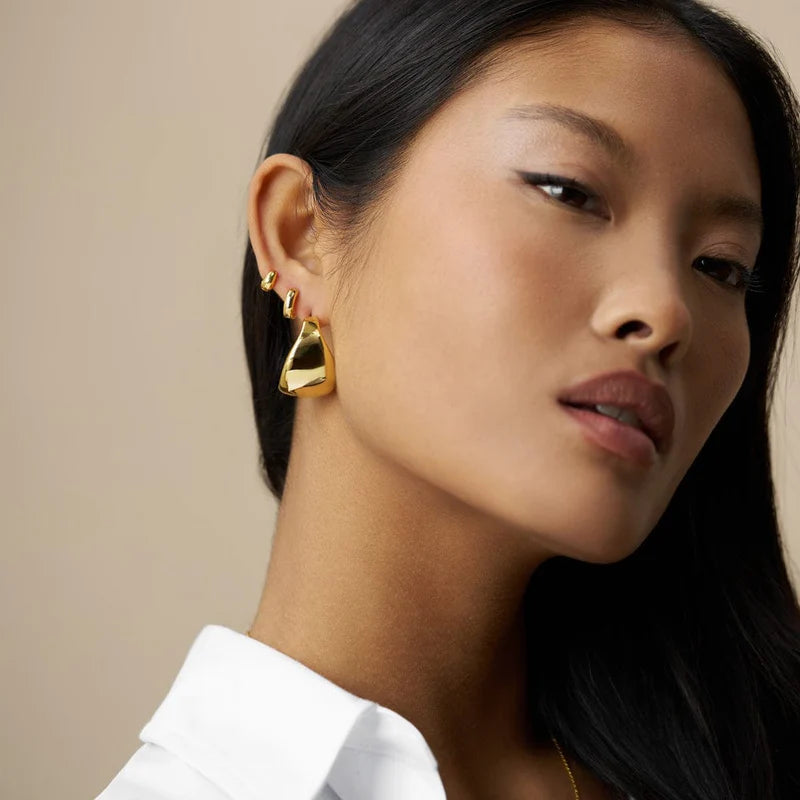 Orelia Statement Taper Metal Hoop Earrings