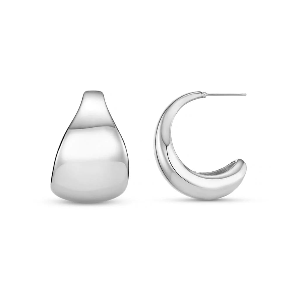 Orelia Silver Plated Statement Taper Metal Hoop Earrings