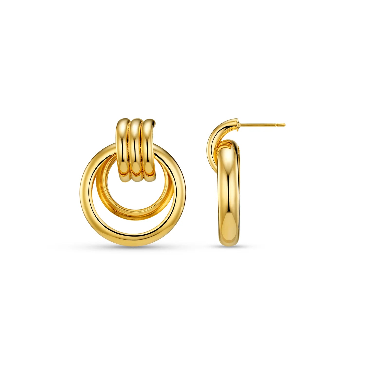 Orelia Gold Statement Open Interlocking Hoop Earrings