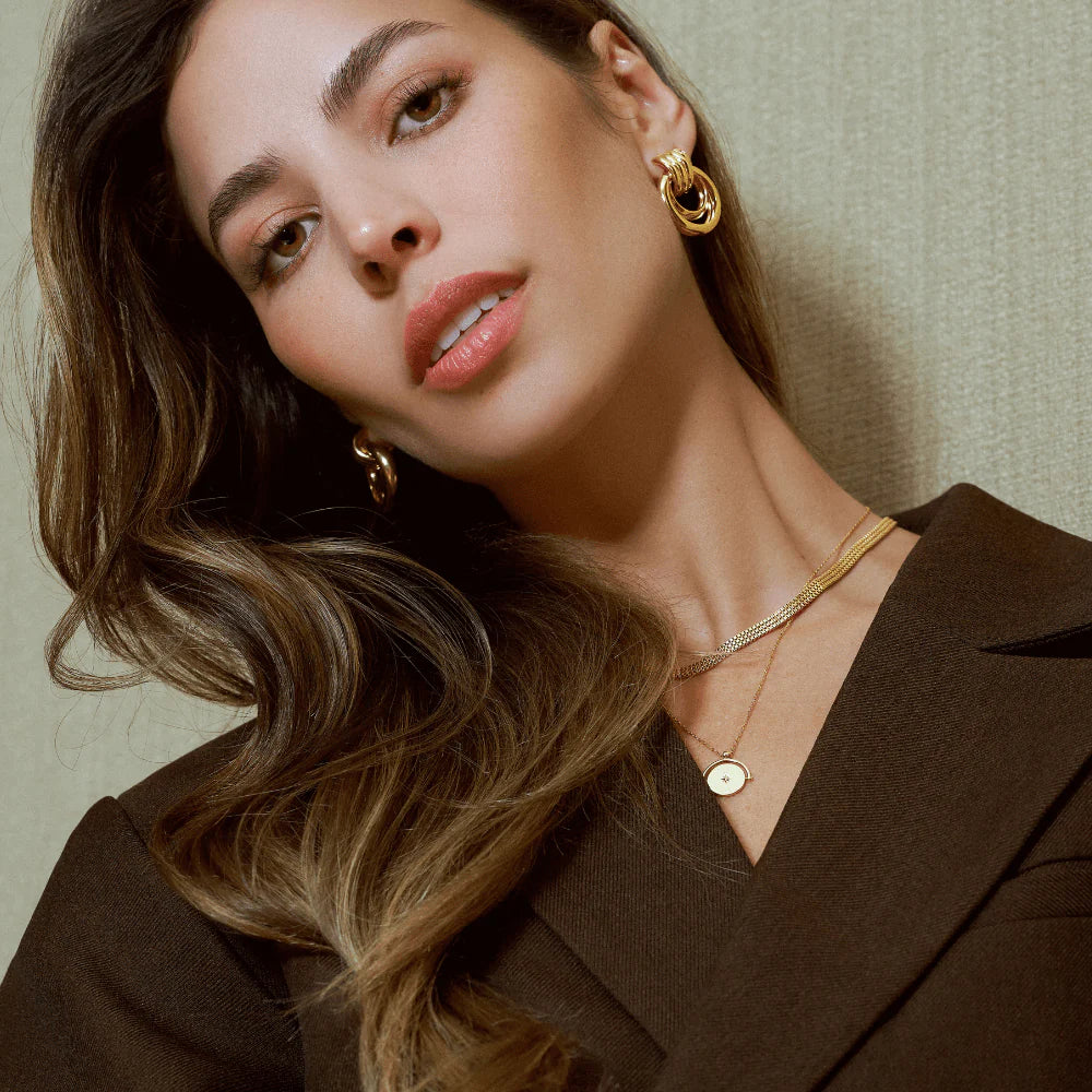 Orelia Gold Statement Open Interlocking Hoop Earrings