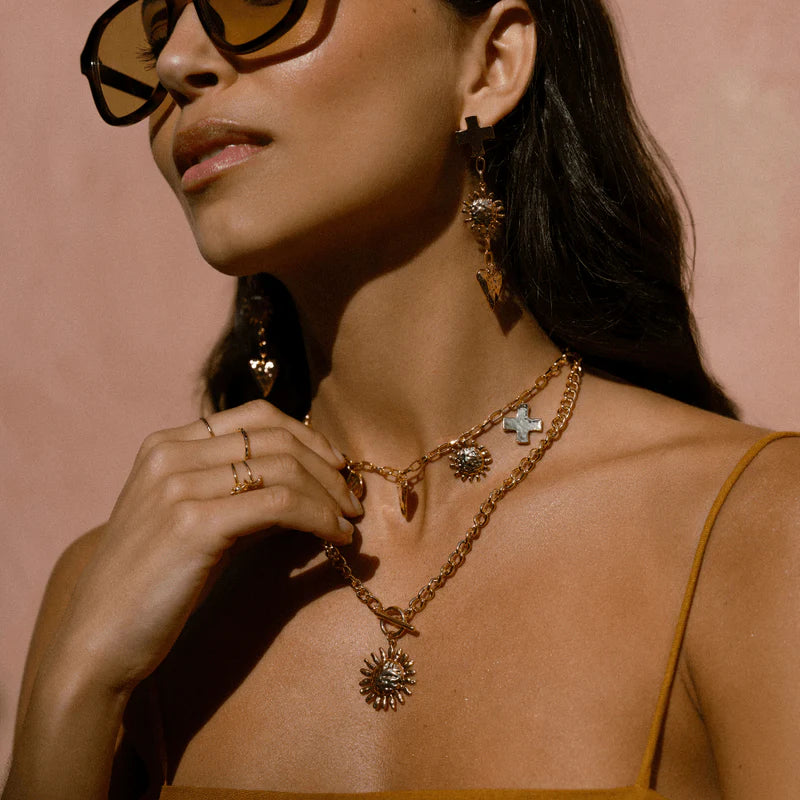 Orelia Gold Statement Molten Charm Necklace