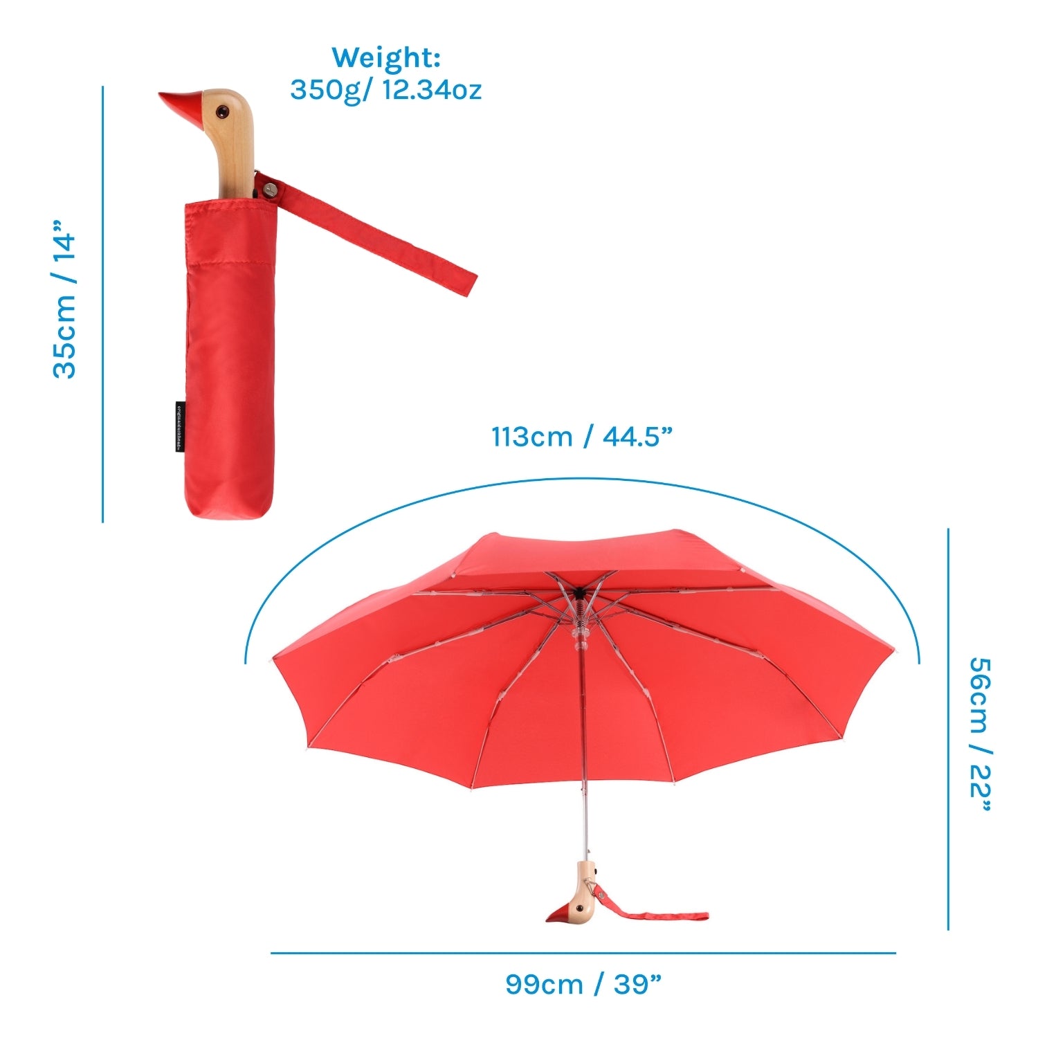 Original Duckhead Red Compact Umbrella