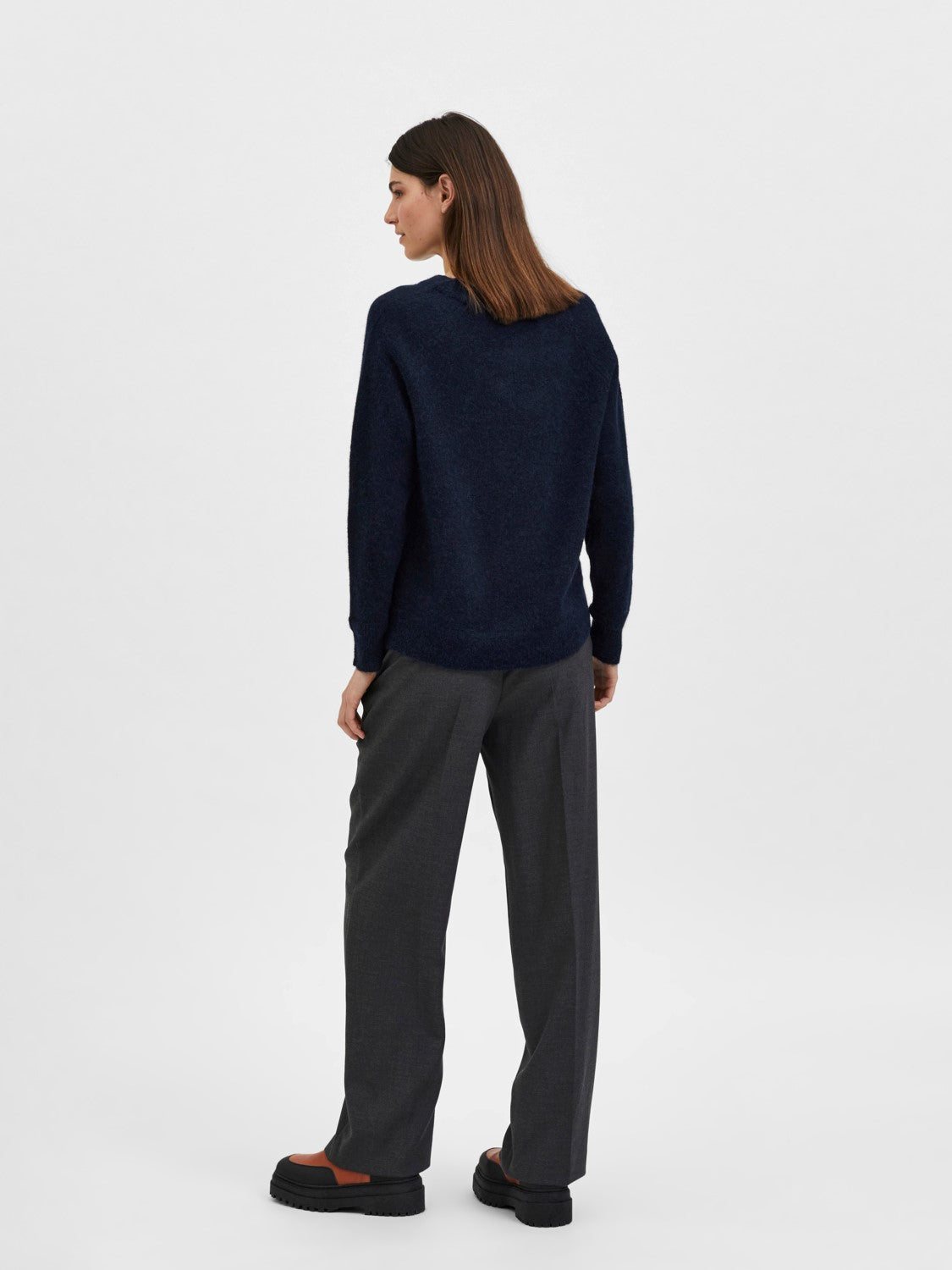 Selected Femme Lulu Navy Crew Neck Sweater