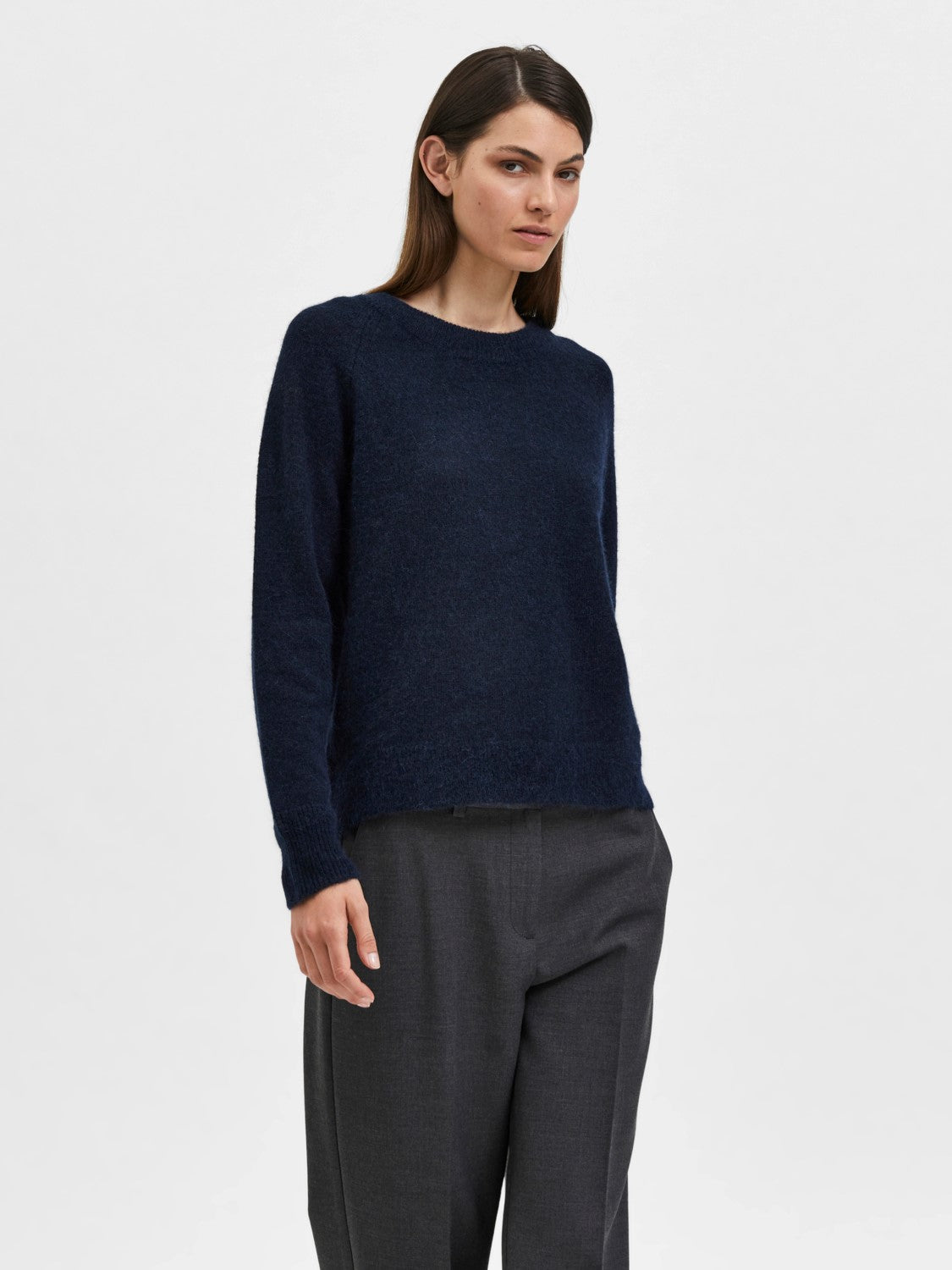 Selected Femme Lulu Navy Crew Neck Sweater