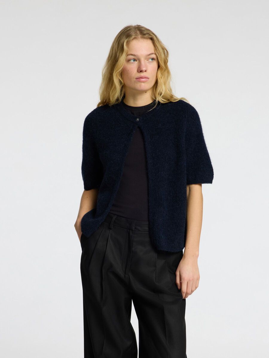 Selected Femme Sia Short-Sleeve Navy Cardigan