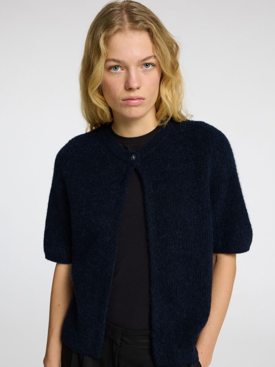 Selected Femme Sia Short-Sleeve Navy Cardigan