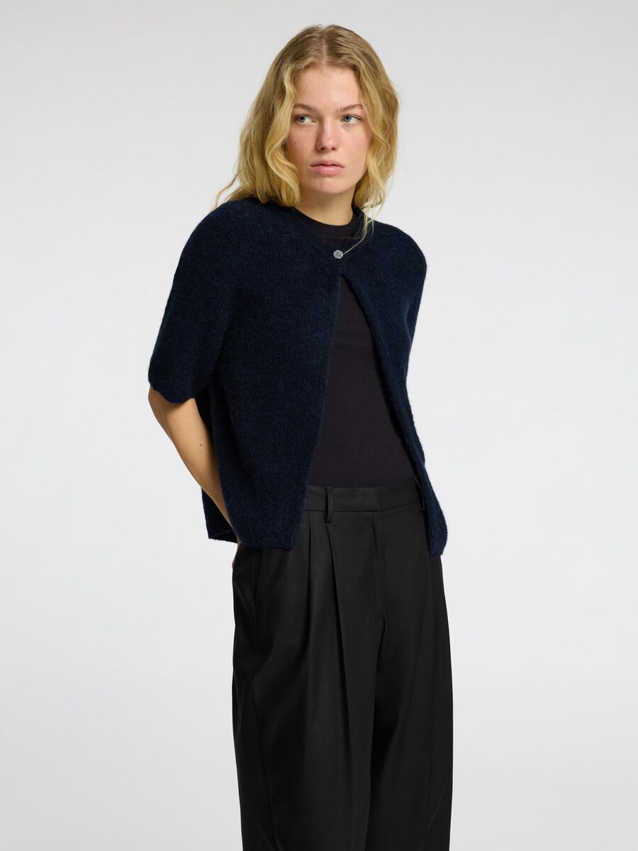 Selected Femme Sia Short-Sleeve Navy Cardigan