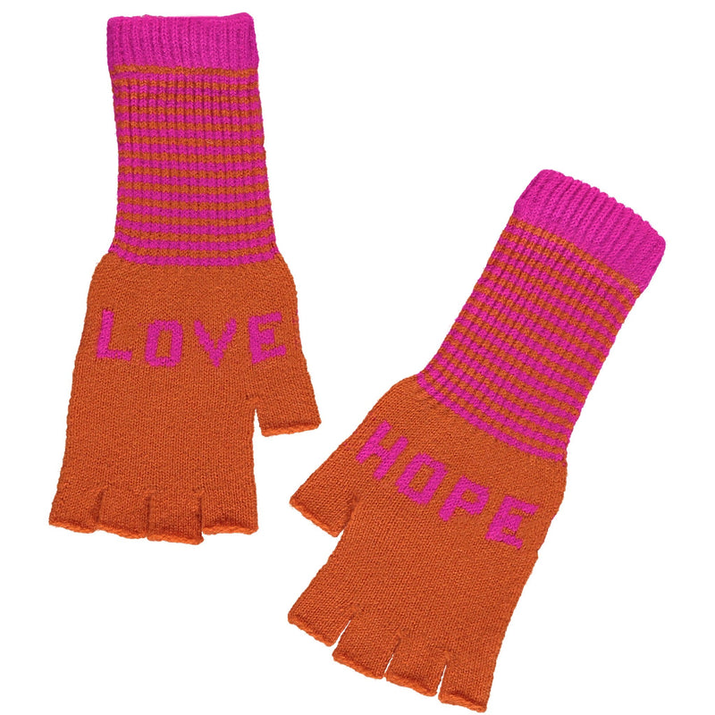 Quinton & Chadwick Love & Hope Fingerless Gloves in Orange