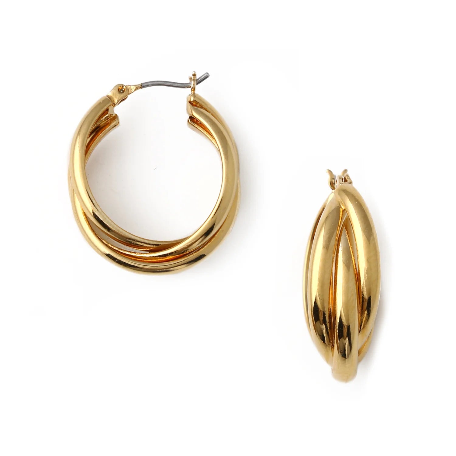 Orelia Interlocking Gold Hoop Earrings