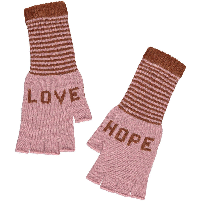 Quinton & Chadwick Love & Hope Fingerless Gloves in Pink