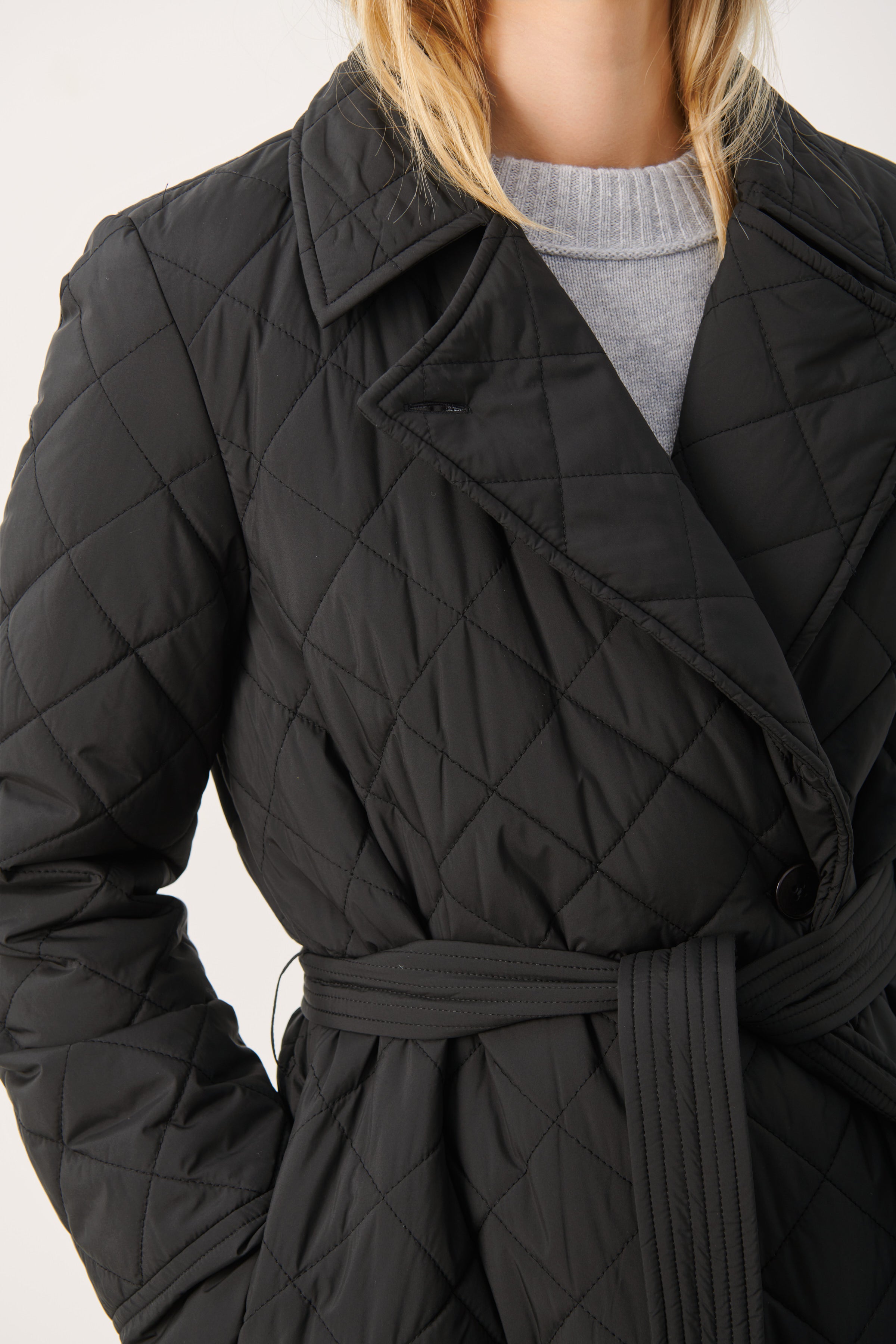 Part Two Black Quilted Coat