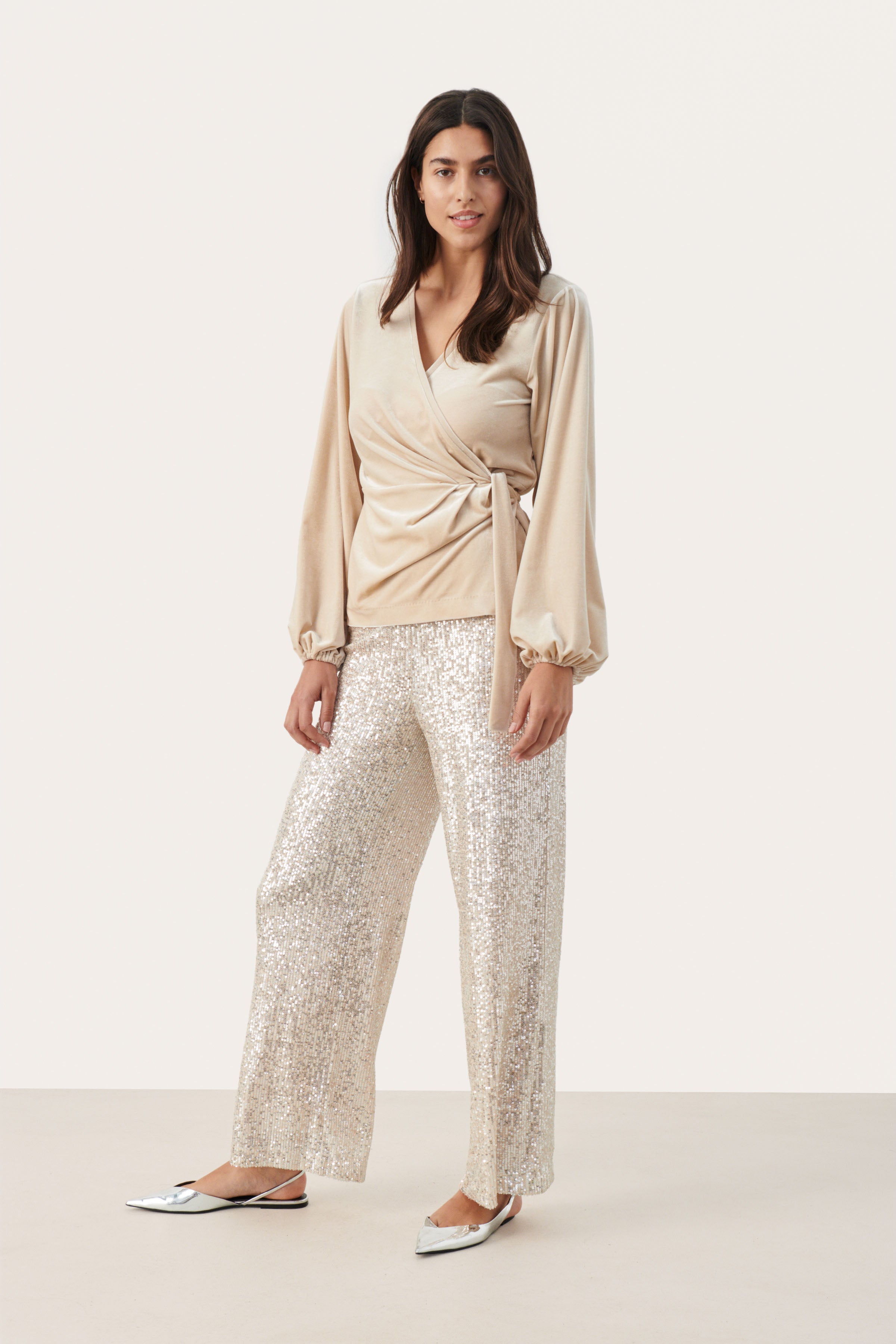 Part Two Tatiana Silver Sequin Trousers