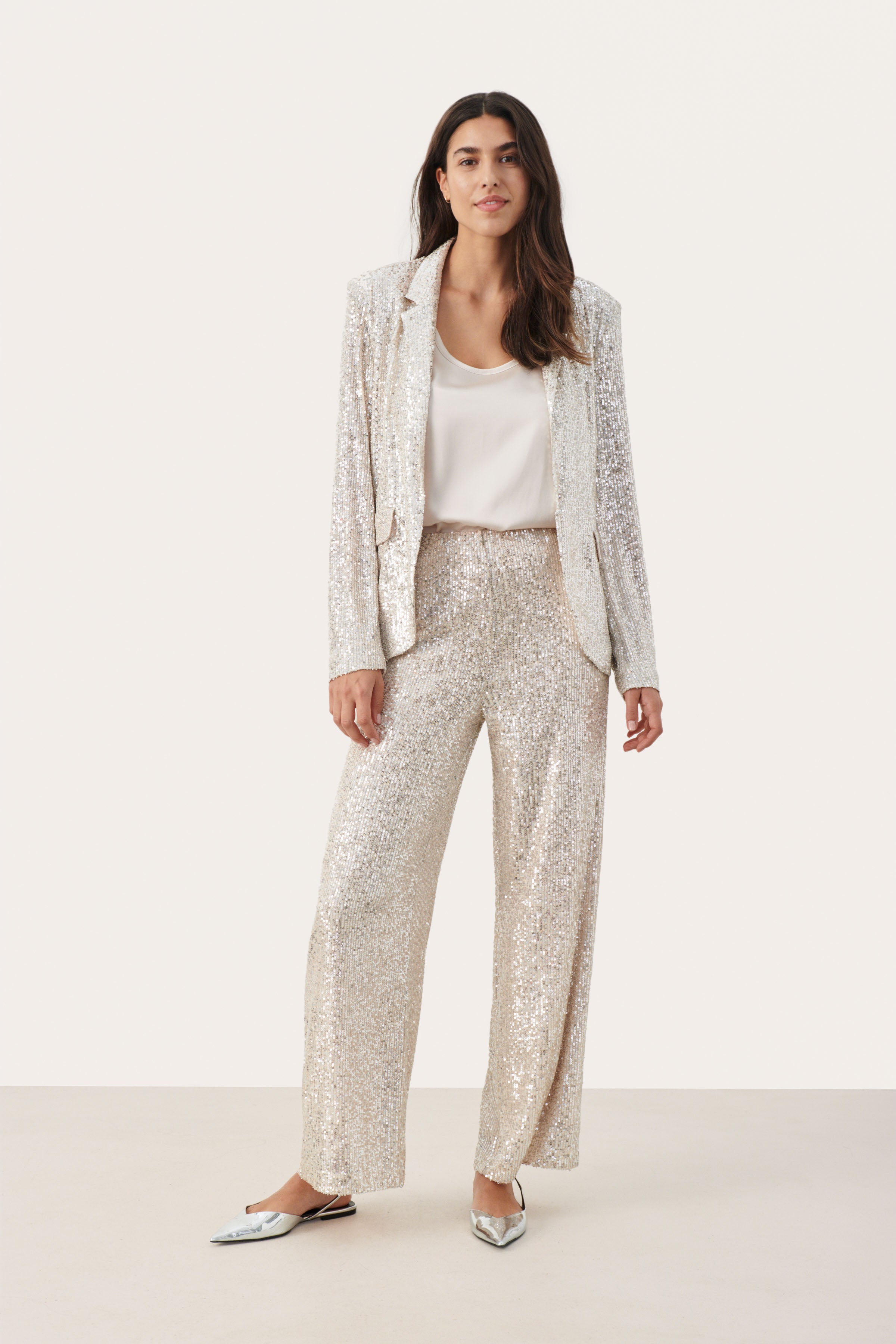 Part Two Tatiana Silver Sequin Trousers