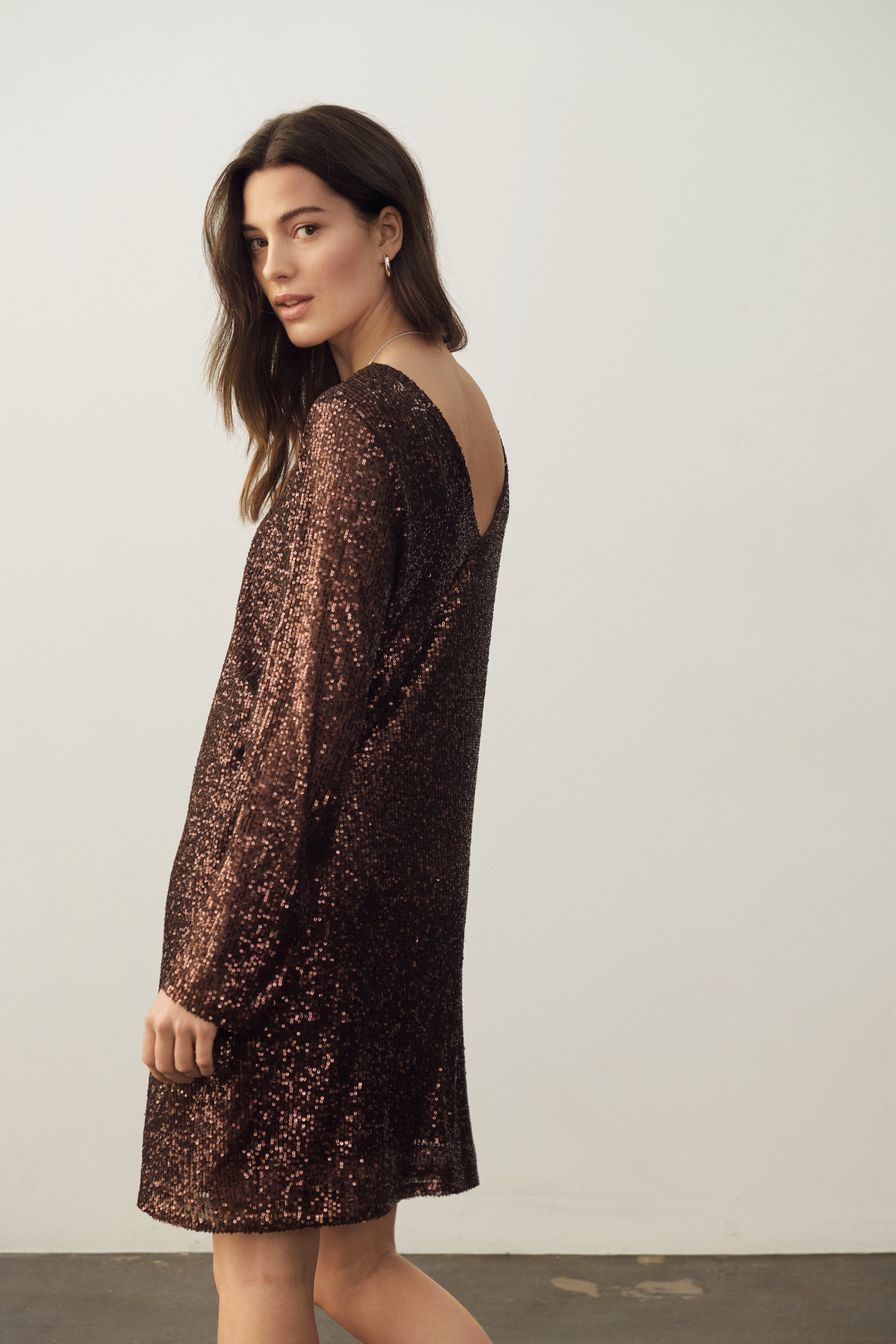 Part Two Darleen Chocolate Sequin Dress