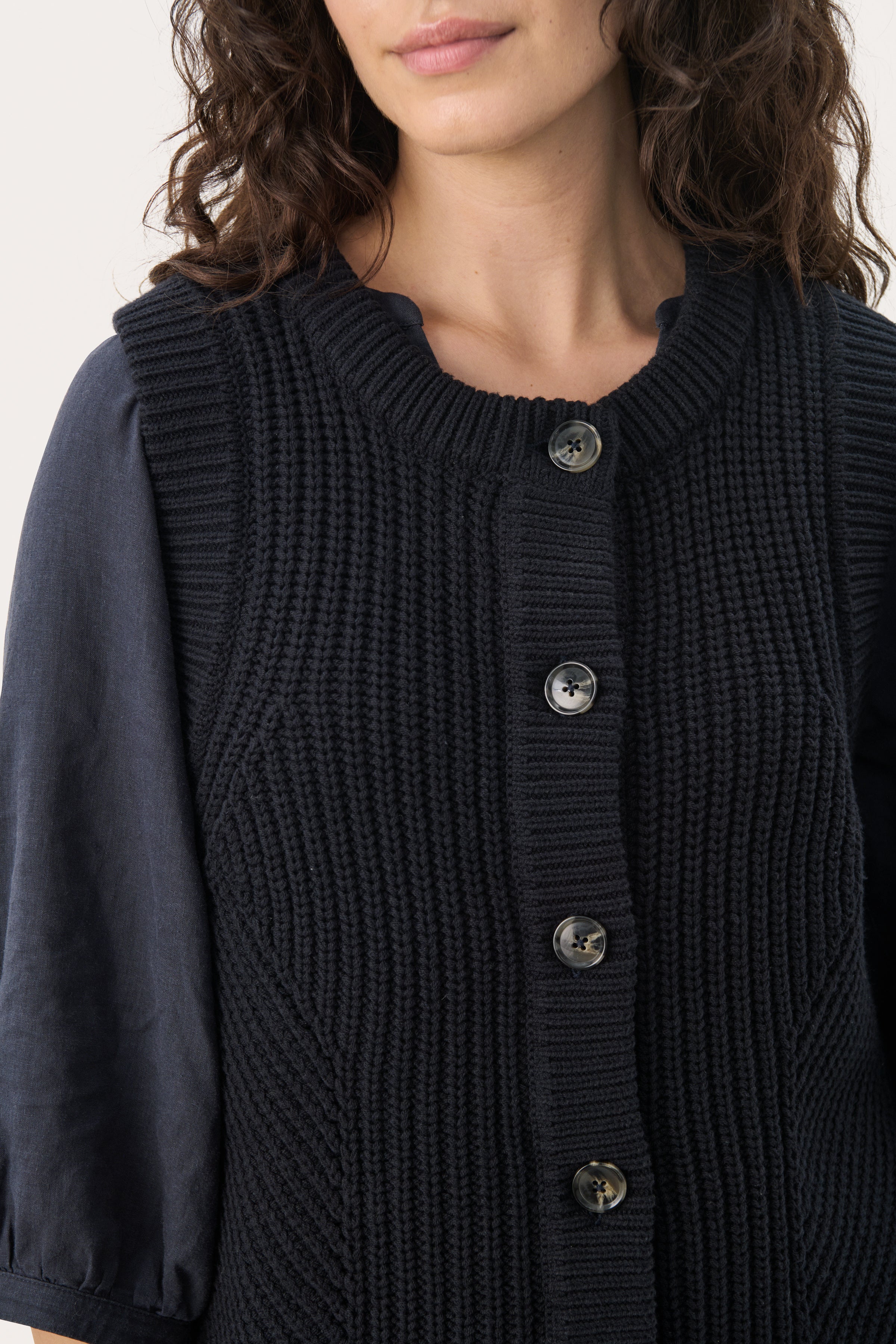 Part Two Noemie Navy Knitted Waistcoat