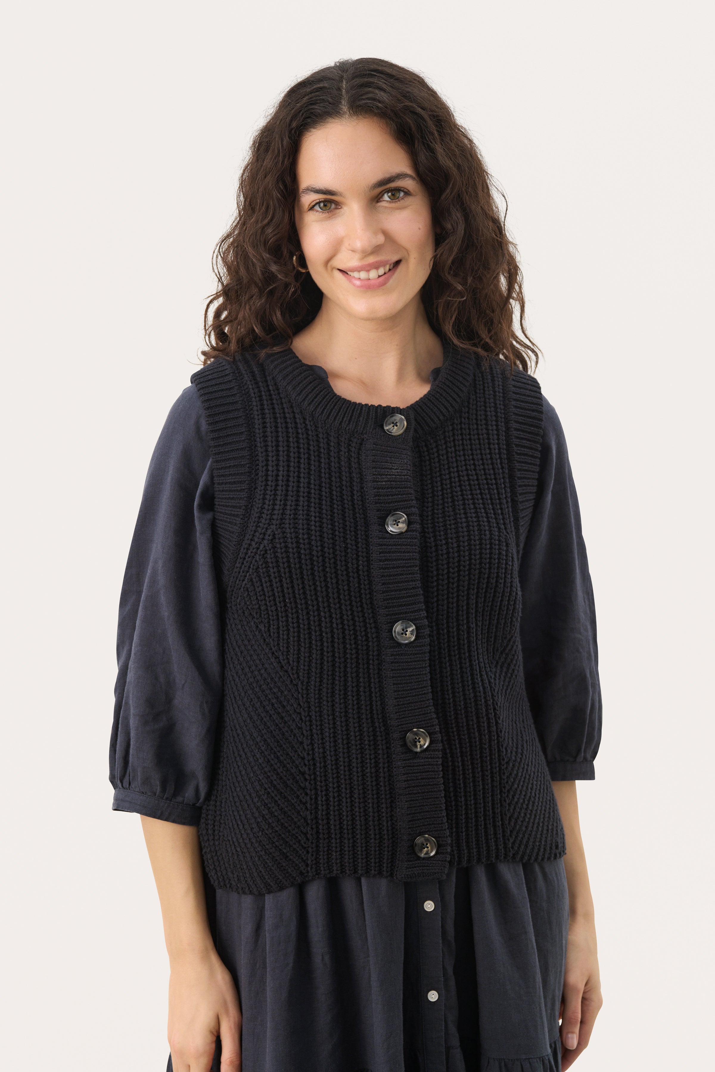 Part Two Noemie Navy Knitted Waistcoat