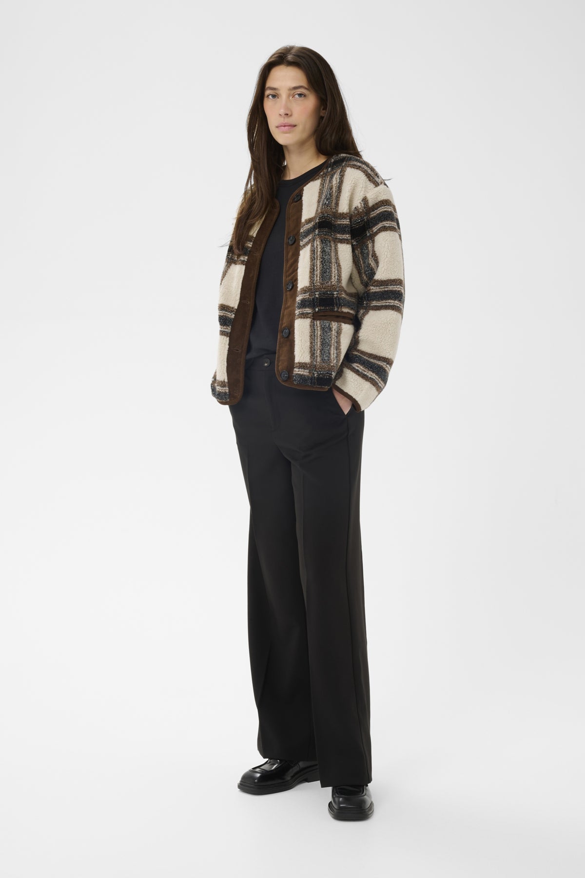 Part Two Ysabell Brown Check Jacket