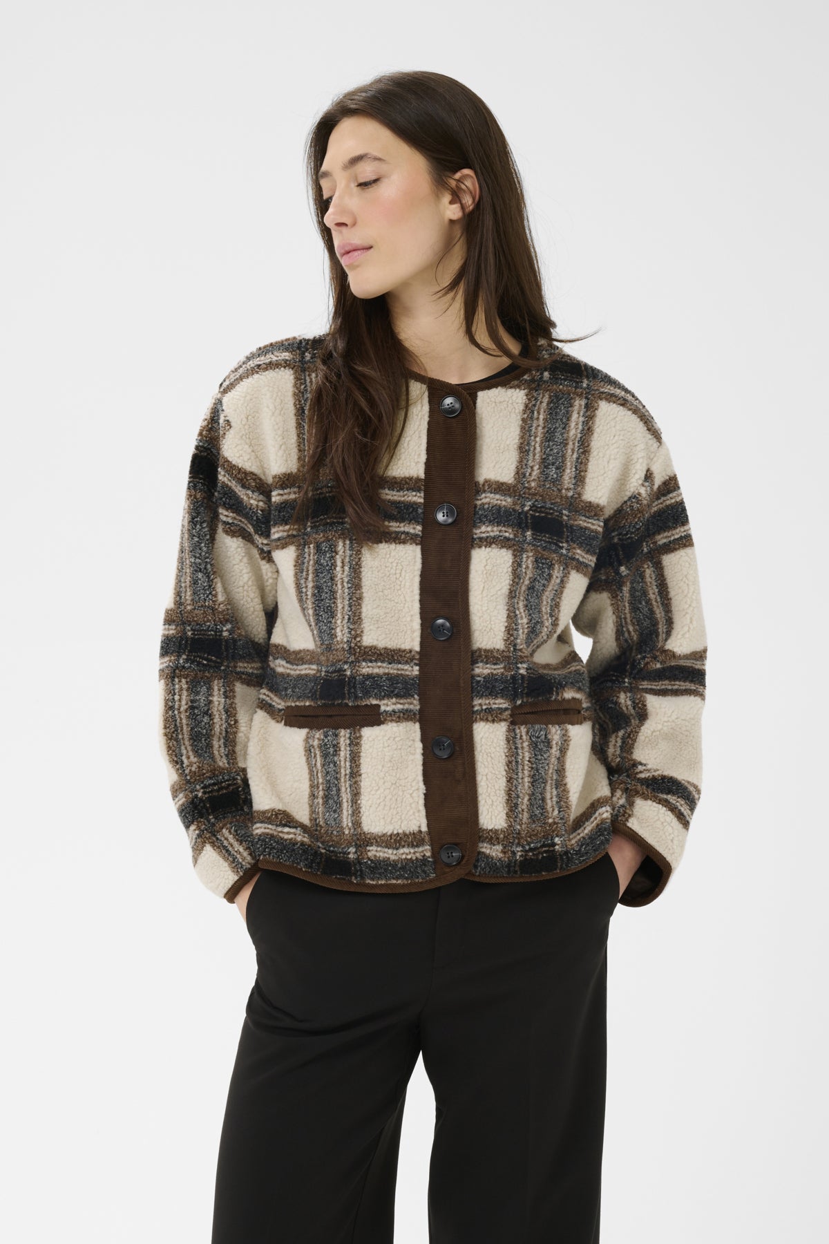 Part Two Ysabell Brown Check Jacket