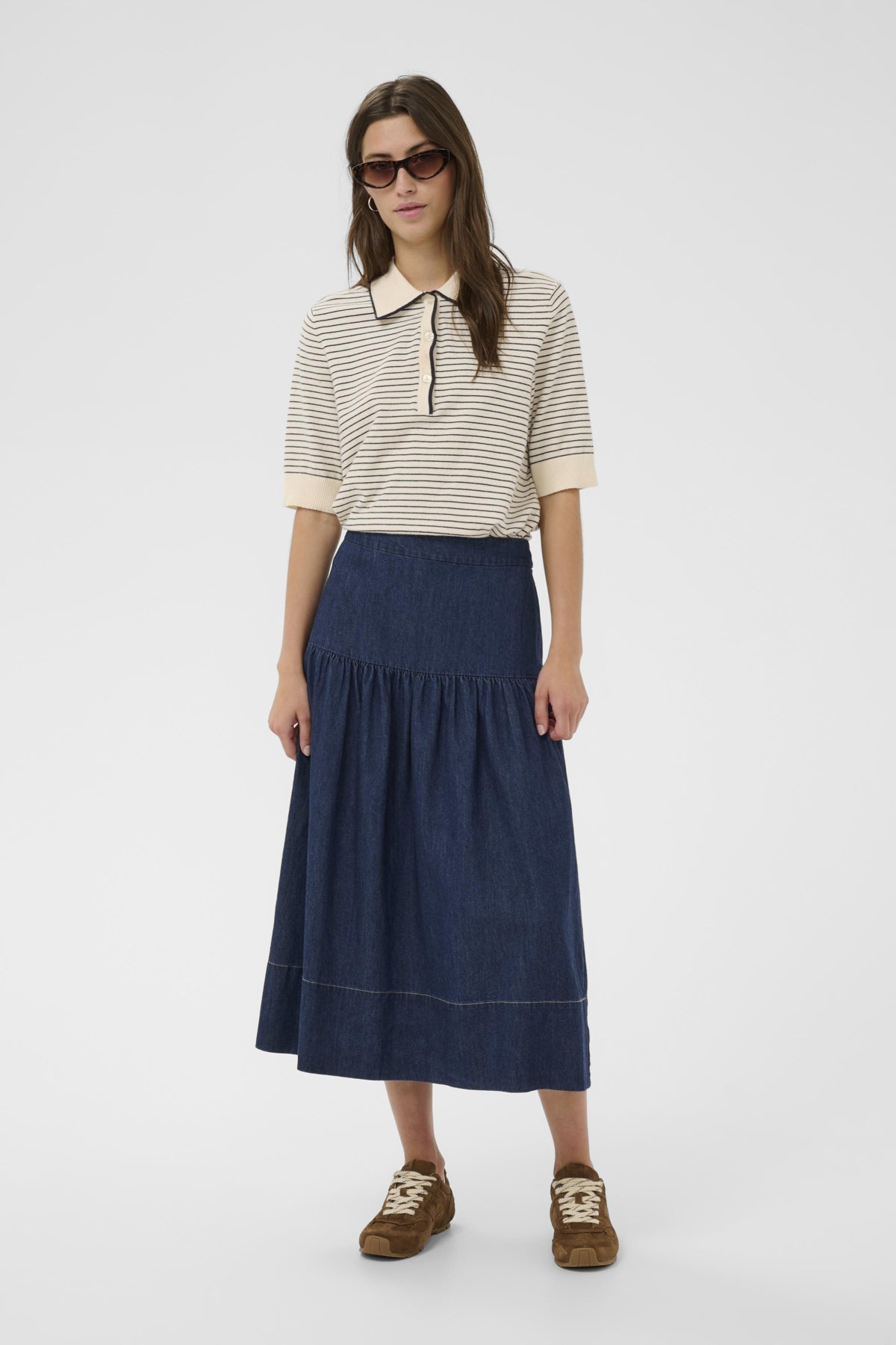 Part Two Nellia Dark Denim Midi Skirt