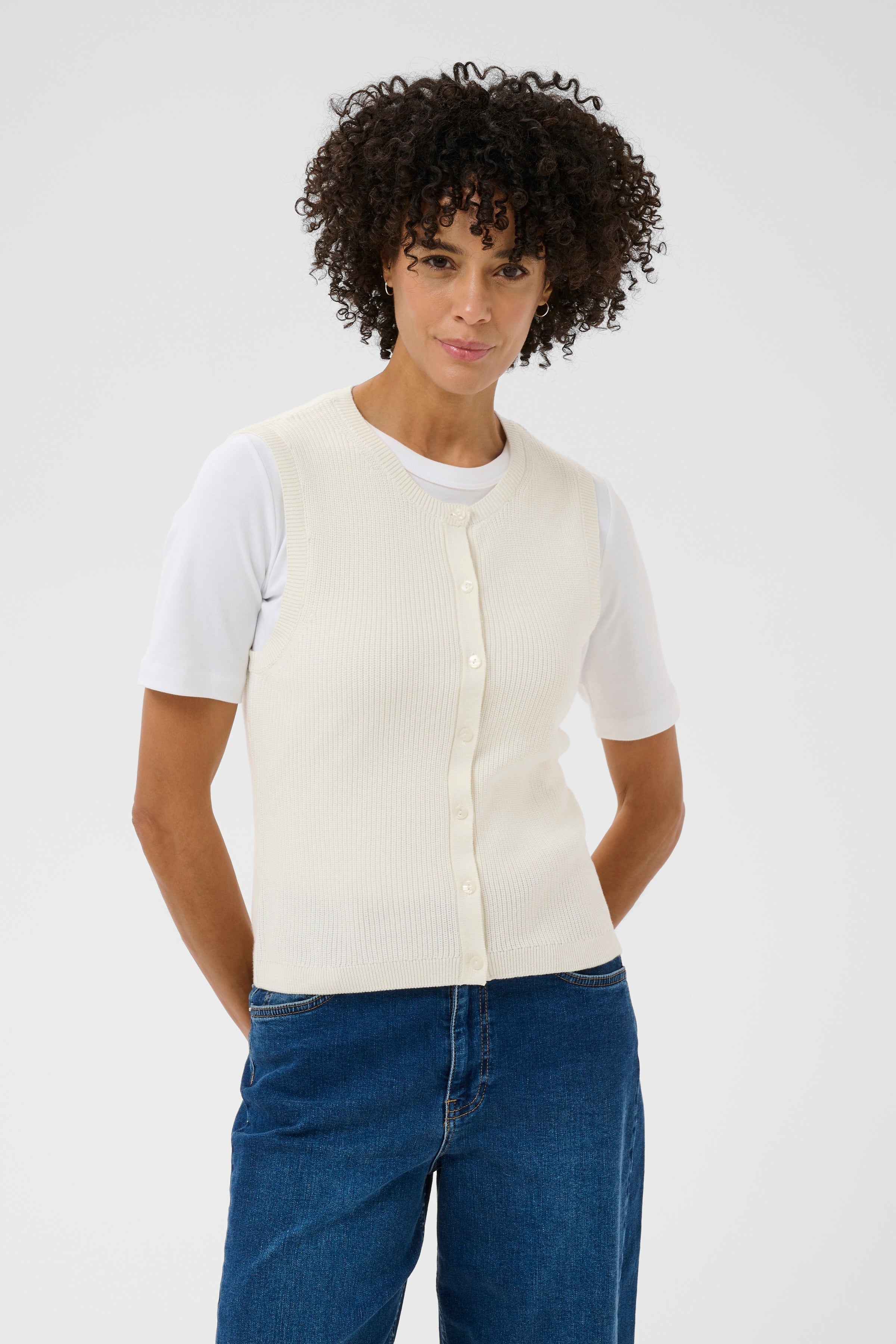 Part Two Gemma White Knit Vest