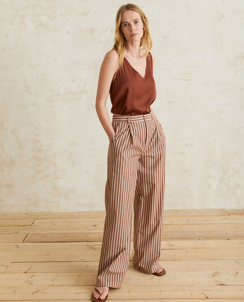 Yerse Romy40 Chocolate Striped Trousers
