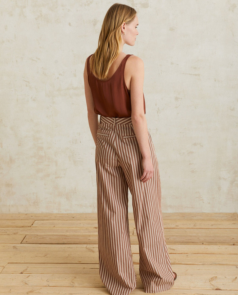 Yerse Romy40 Chocolate Striped Trousers