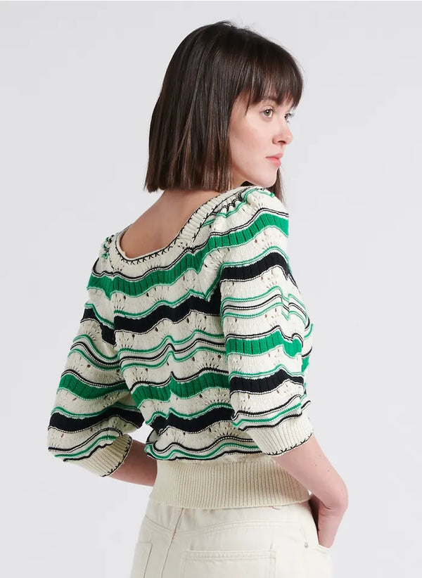 Suncoo Patrici Green Striped Sweater