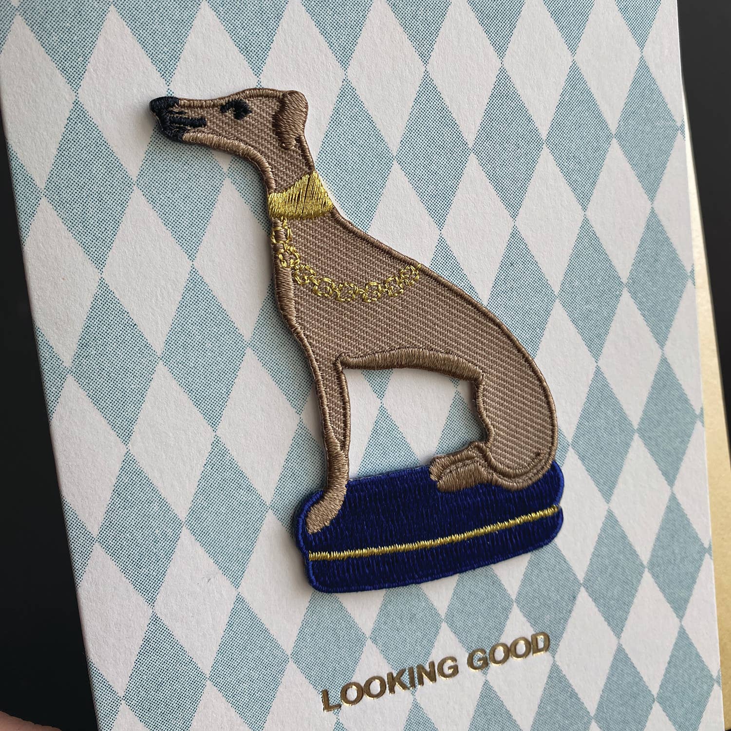 Petra Boase Whippet Patch Greetings Card