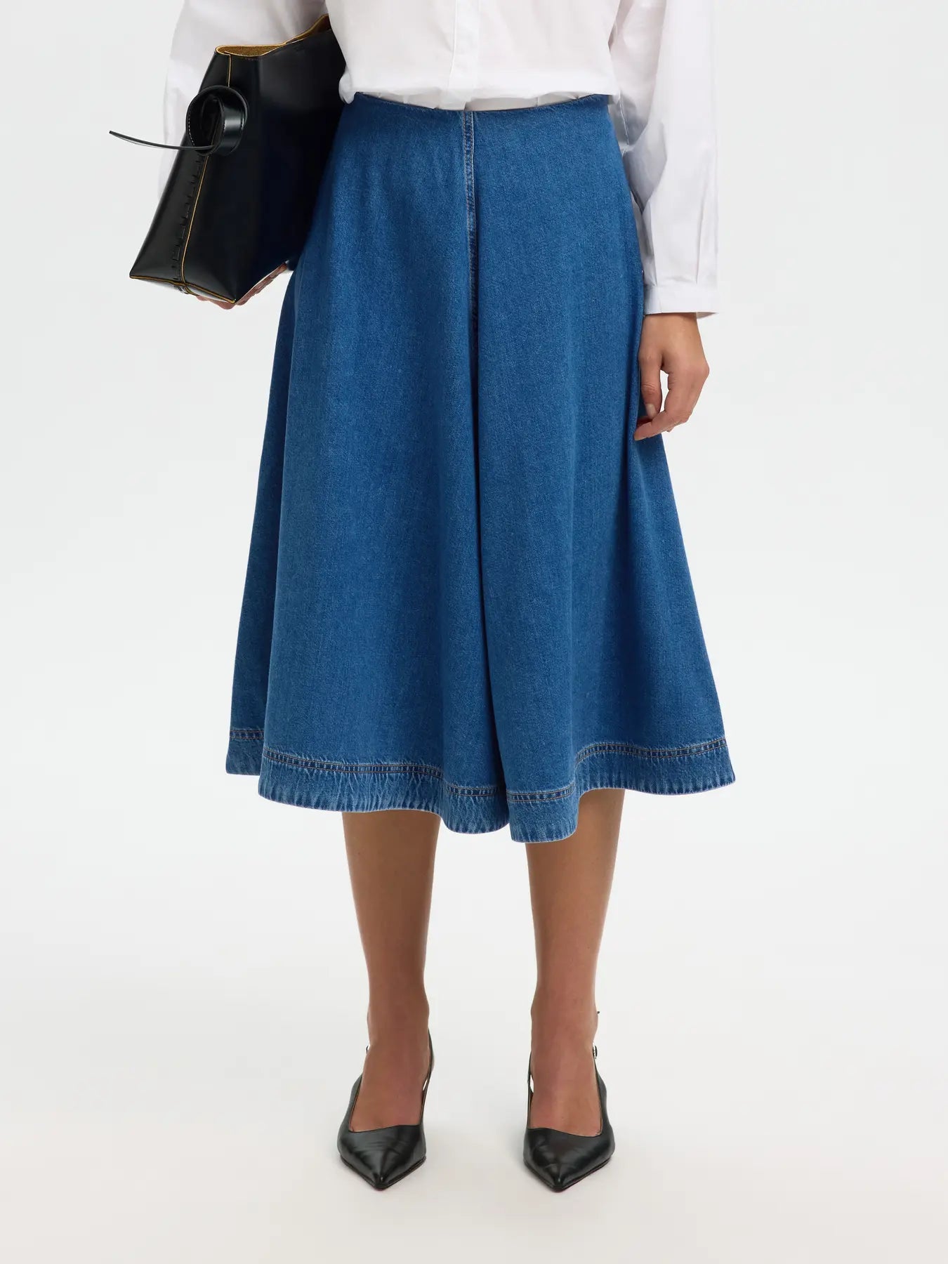 Selected Femme Agathe Midi Denim Skirt