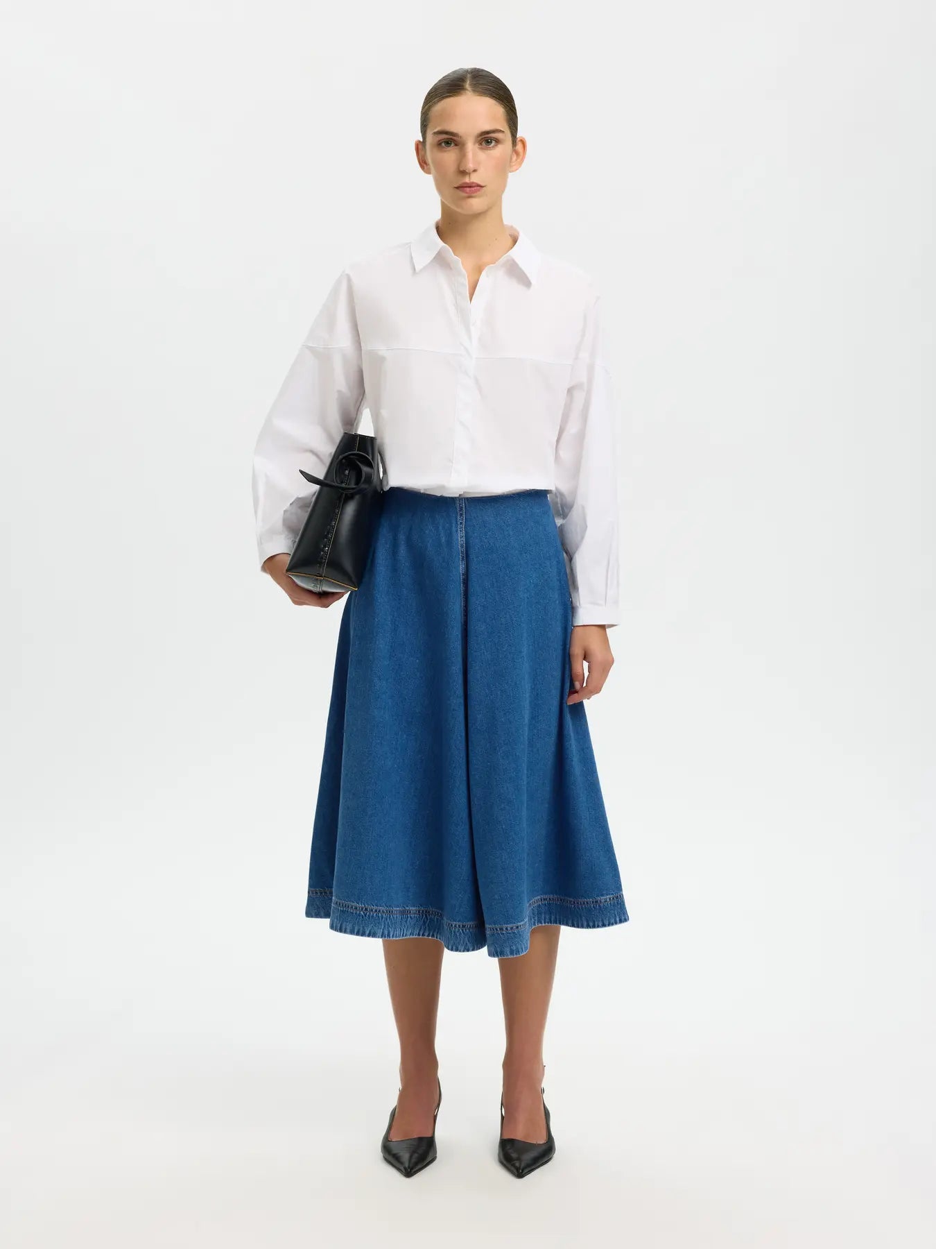 Selected Femme Agathe Midi Denim Skirt