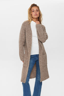 Numph Nuzindi Long Cardigan in Fossil