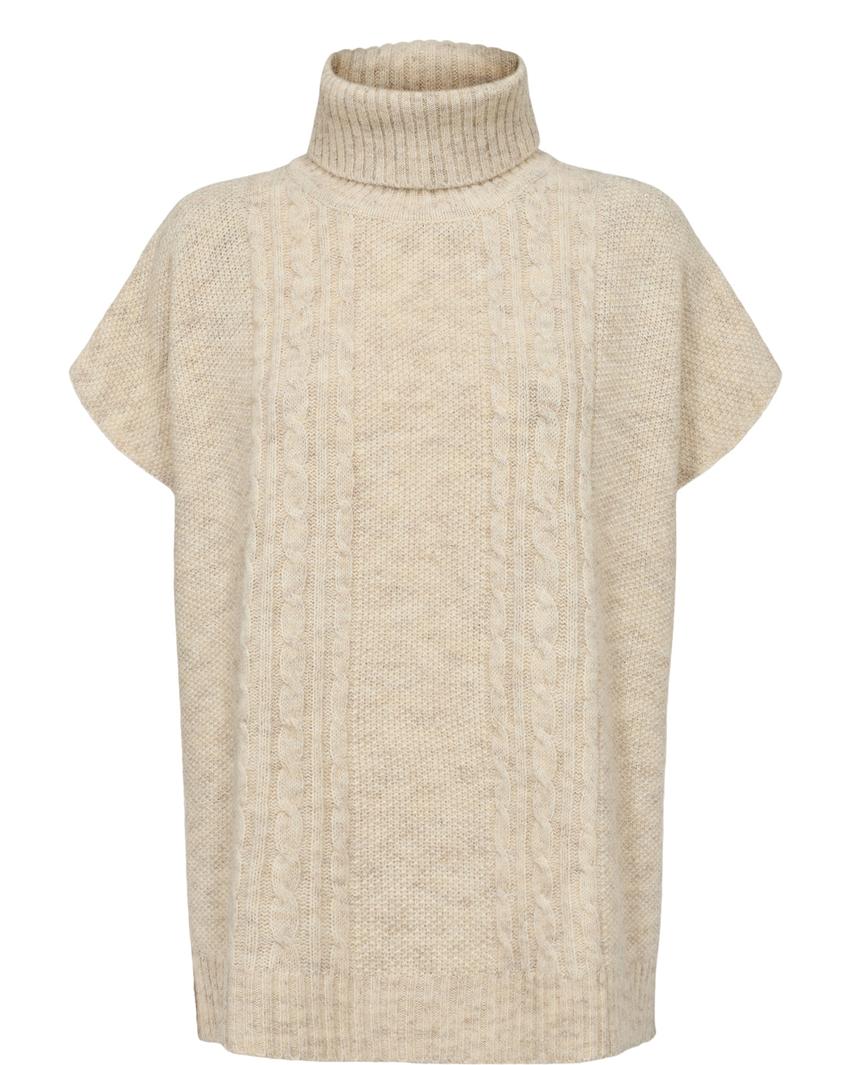 Numph Nuinga Cream Knit Poncho
